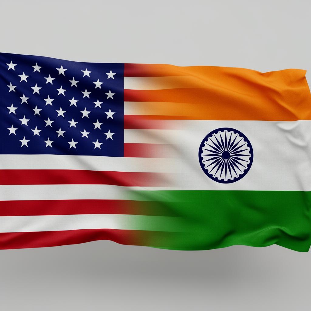 A blended flag combining the United States and India, representing the cultural fusion Fox Valley Bazaar celebrates